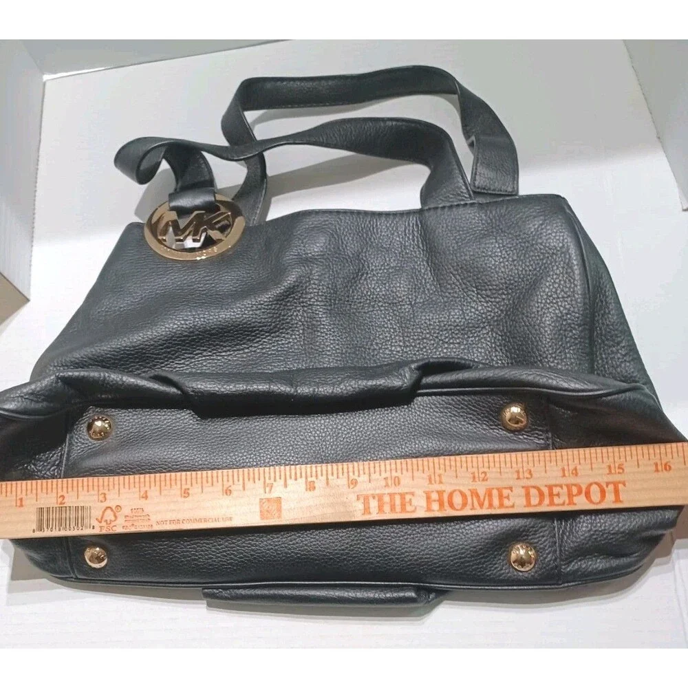 Michael Kors Black Leather Large Fulton Hobo Designer Shoulder Bag